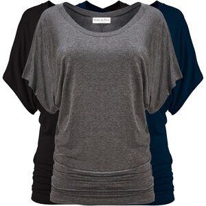 Fashion-Forward 3 Pack Tunic Tops with Dolman Sleeves - Plus Sizes Available